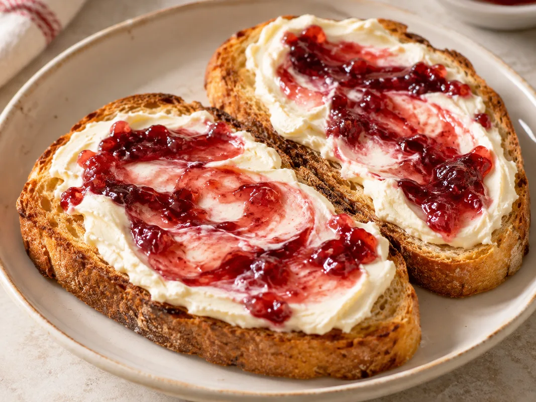 Jam cream cheese toast